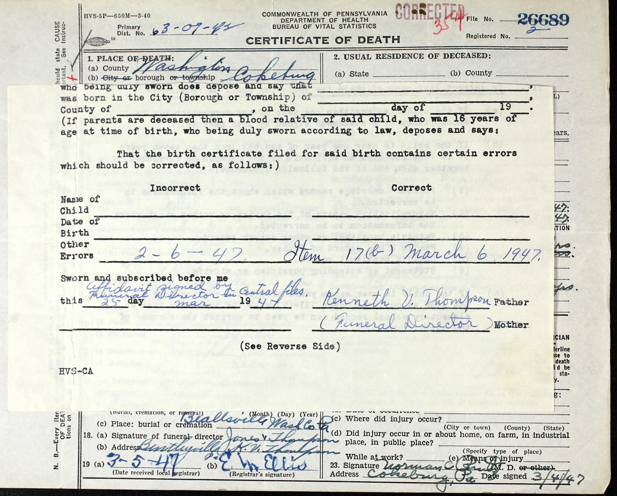 death certificate